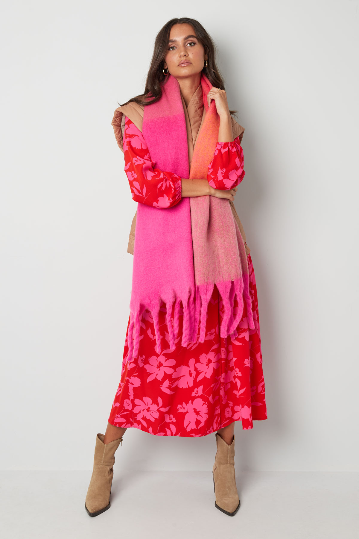 Sjaal lichte kleuren Rosé Polyester h5 Afbeelding6